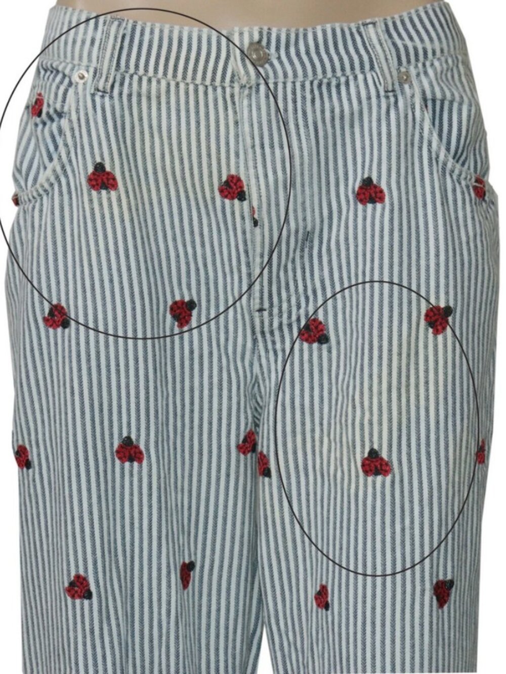 Free People We The Free Bugged Out Straight-Leg Jeans Railroad Stripe Print 25 - Picture 8 of 12